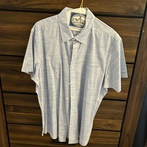 Men’s short sleeve, blue and white stripe shirt